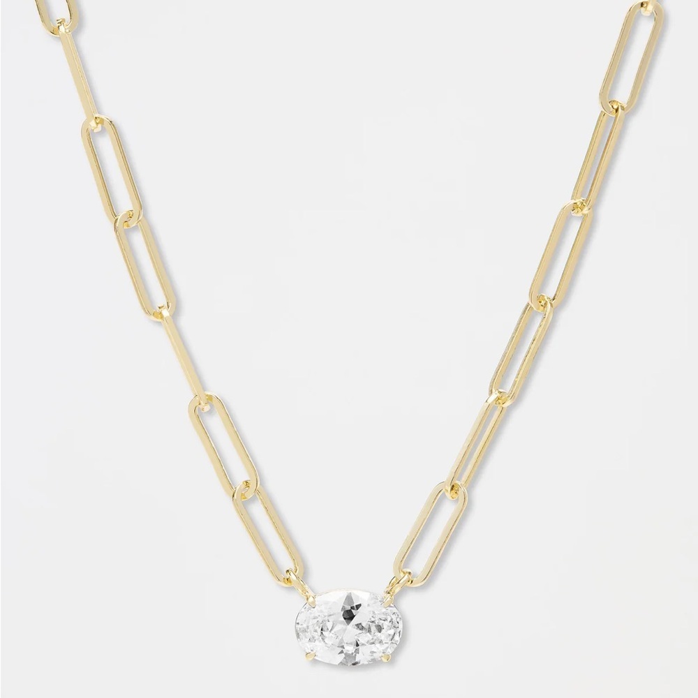 💜Melinda Maria Hello Gorgeous Samantha Chain Necklace Gold|White Diamondettes